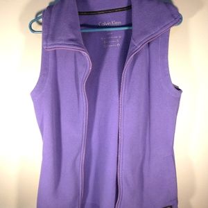 Calvin Klein Performance Purple Zip Up Fleece Vest Womens Sz XS Headphone Access